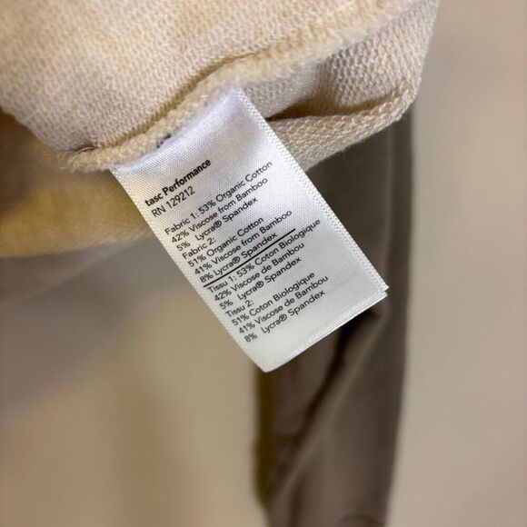 Tasc White with Light Brown Sleeves Hooded Pullover Sweatshirt Size Medium - Picture 6 of 6